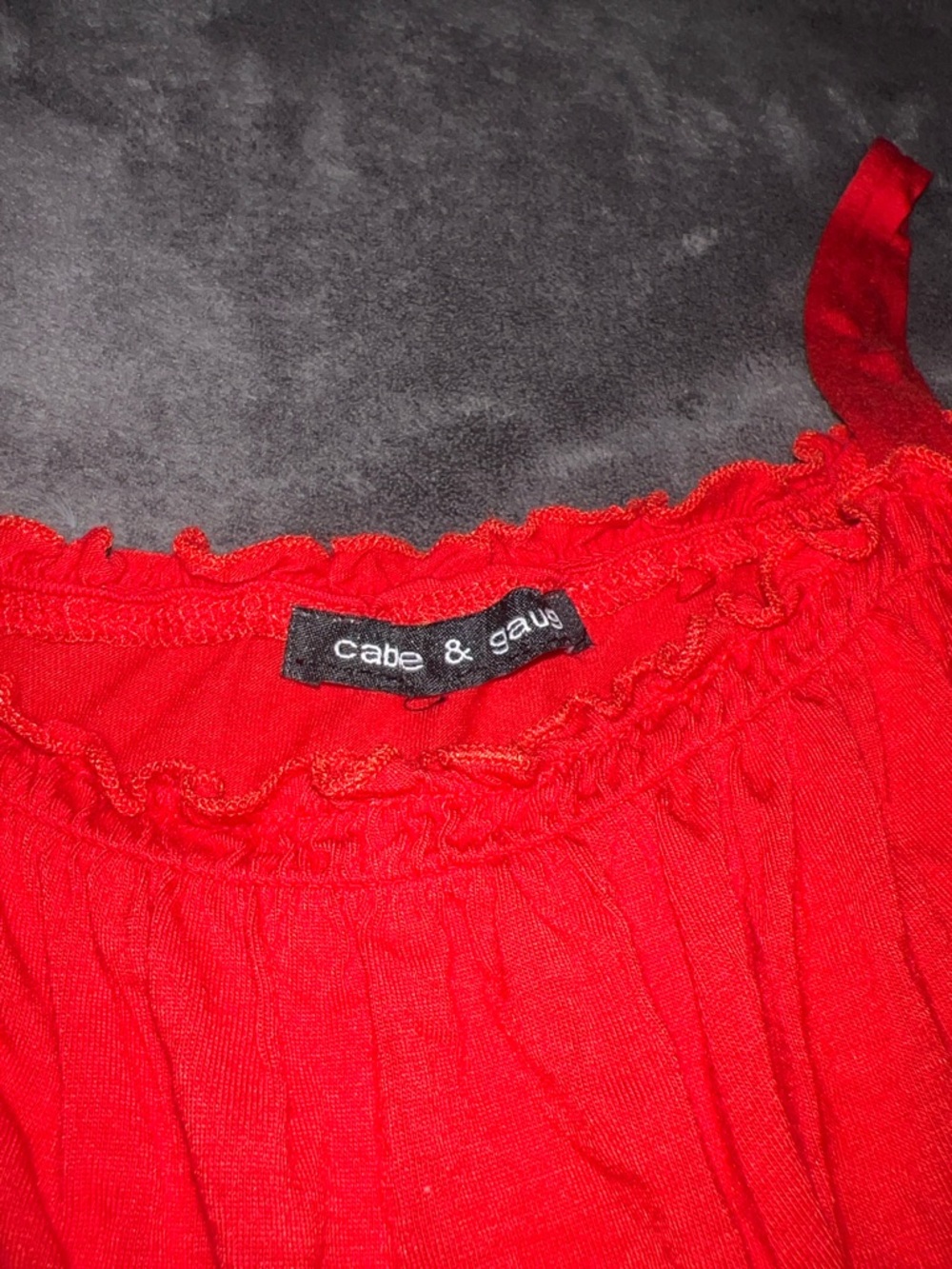 Cable & Gauge Red Ruffle Off-Shoulder Tank - Picture 2 of 2